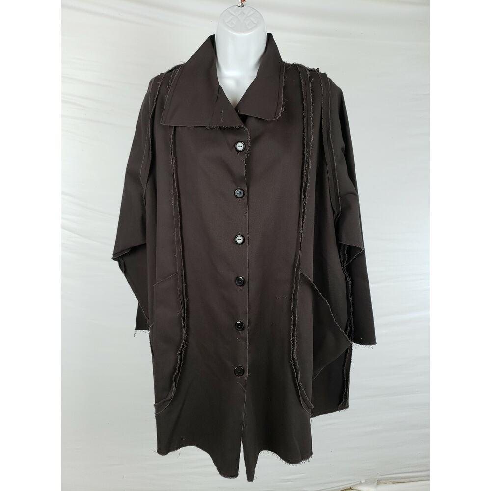 msquare Lagenlook Jacketโ Dress Button Up One Size O/S 100% Cotton Brown USA
